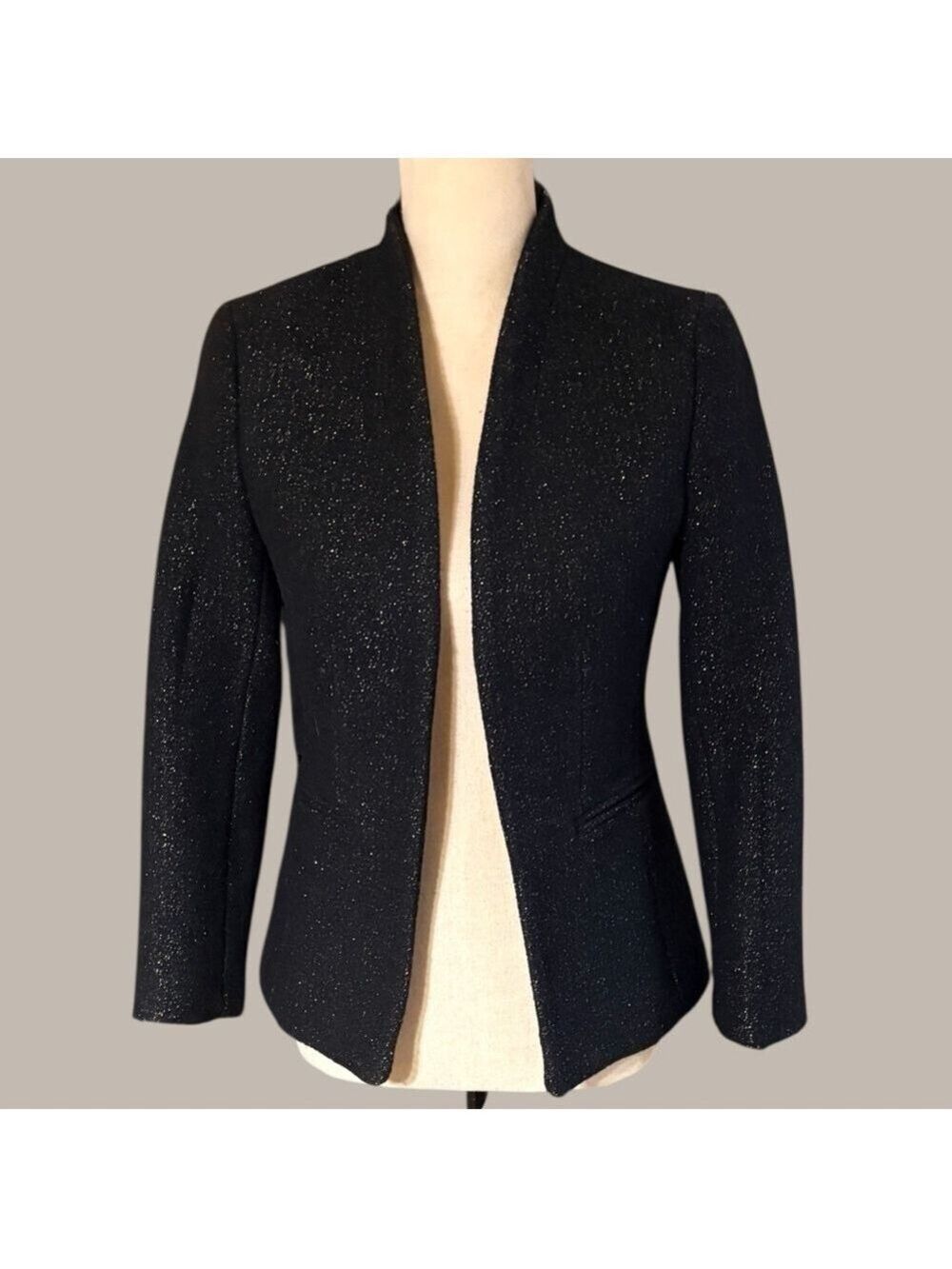 J. Crew Black Sparkle Wool Open-Front Blazer. Pockets/Lined. Size 0. New w/tags! - Picture 14 of 17